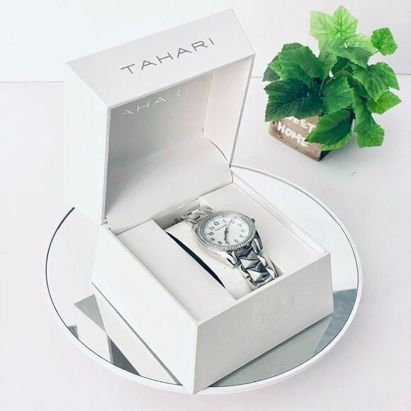 NWT Gorgeous Tahari Silver White Quartz White Dial Stainless Steel Women’s Watch main image 8